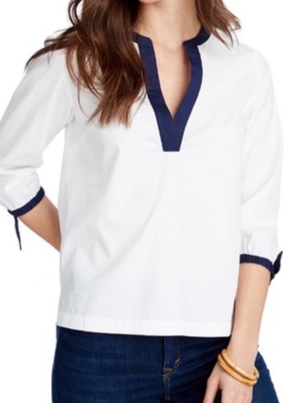 Vineyard Vines White Tunic with Navy Trim